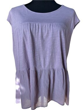 Anthropologie Velvet Graham Spencer Lavender Babydoll Top XL Flowy Cotton Blouse